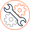wrench and two gears icon
